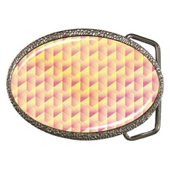 Geometric Pink & Yellow  Belt Buckle (oval)