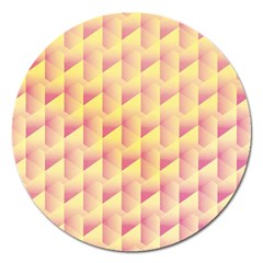 Geometric Pink & Yellow  Magnet 5  (round)