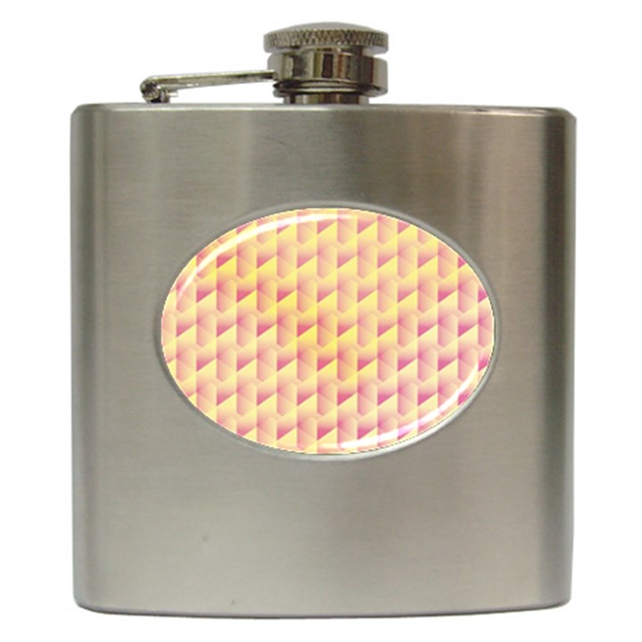 Geometric Pink & Yellow  Hip Flask