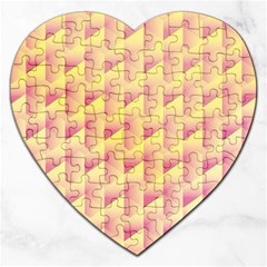 Geometric Pink & Yellow  Jigsaw Puzzle (heart)