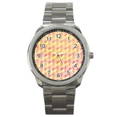 Geometric Pink & Yellow  Sport Metal Watch by Zandiepants