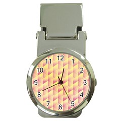 Geometric Pink & Yellow  Money Clip With Watch