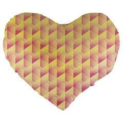 Geometric Pink & Yellow  19  Premium Heart Shape Cushion