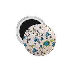 Whimsical Flowers Blue 1 75  Button Magnet by Zandiepants