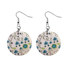 Whimsical Flowers Blue Mini Button Earrings by Zandiepants