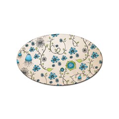 Whimsical Flowers Blue Sticker (oval) by Zandiepants