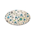 Whimsical Flowers Blue Sticker (Oval) Front