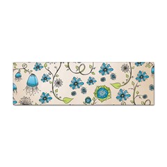 Whimsical Flowers Blue Bumper Sticker by Zandiepants