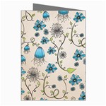 Whimsical Flowers Blue Greeting Card (8 Pack) Right