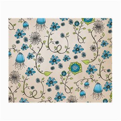 Whimsical Flowers Blue Glasses Cloth (small) by Zandiepants