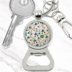 Whimsical Flowers Blue Bottle Opener Key Chain by Zandiepants