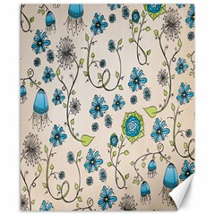 Whimsical Flowers Blue Canvas 8  X 10  (unframed) by Zandiepants