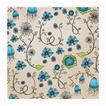 Whimsical Flowers Blue Glasses Cloth (Medium) Front