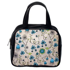 Whimsical Flowers Blue Classic Handbag (one Side) by Zandiepants