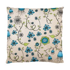 Whimsical Flowers Blue Cushion Case (two Sided)  by Zandiepants