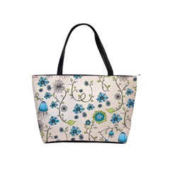 Whimsical Flowers Blue Large Shoulder Bag by Zandiepants