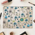 Whimsical Flowers Blue Cosmetic Bag (XL) Front