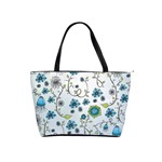 Blue Whimsical Flowers  on blue Large Shoulder Bag Front