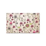 Pink Whimsical flowers on beige Sticker (Rectangle) Front