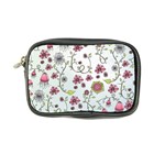 Pink whimsical flowers on blue Coin Purse Front