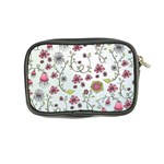 Pink whimsical flowers on blue Coin Purse Back