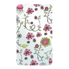 Pink Whimsical Flowers On Blue Memory Card Reader (rectangular) by Zandiepants