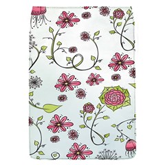 Pink Whimsical Flowers On Blue Removable Flap Cover (small) by Zandiepants