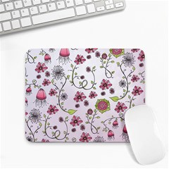 Pink Whimsical Flowers On Pink Small Mouse Pad (rectangle) by Zandiepants