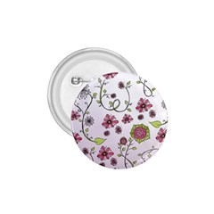 Pink Whimsical Flowers On Pink 1 75  Button by Zandiepants