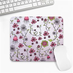 Pink Whimsical Flowers On Pink Large Mouse Pad (rectangle) by Zandiepants