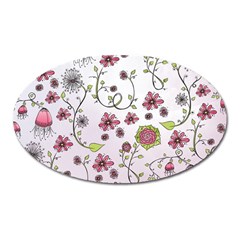 Pink Whimsical Flowers On Pink Magnet (oval) by Zandiepants