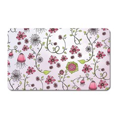 Pink Whimsical Flowers On Pink Magnet (rectangular)