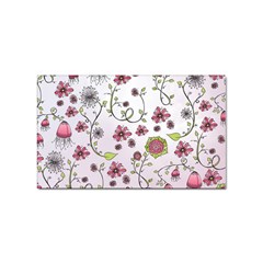 Pink Whimsical Flowers On Pink Sticker 10 Pack (rectangle) by Zandiepants