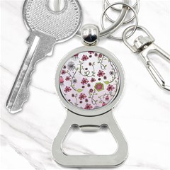 Pink Whimsical Flowers On Pink Bottle Opener Key Chain by Zandiepants