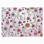 Pink whimsical flowers on pink Glasses Cloth (Large) Front