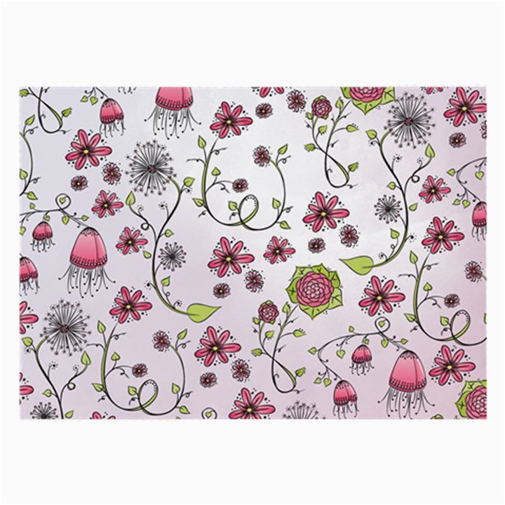 Pink whimsical flowers on pink Glasses Cloth (Large)