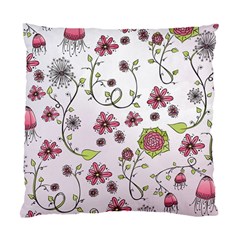 Pink Whimsical Flowers On Pink Cushion Case (two Sided)  by Zandiepants