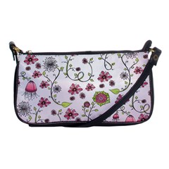 Pink Whimsical Flowers On Pink Evening Bag by Zandiepants