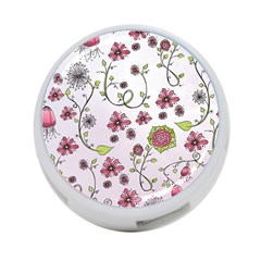 Pink Whimsical Flowers On Pink 4-port Usb Hub (one Side) by Zandiepants