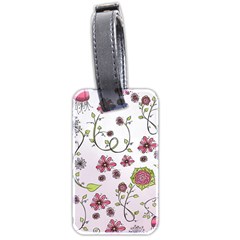 Pink Whimsical Flowers On Pink Luggage Tag (two Sides) by Zandiepants