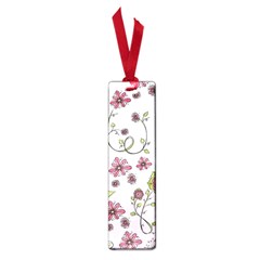 Pink Whimsical Flowers On Pink Small Bookmark by Zandiepants