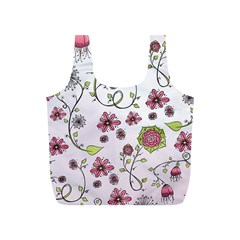 Pink Whimsical Flowers On Pink Reusable Bag (s) by Zandiepants