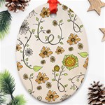 Yellow Whimsical Flowers  Oval Ornament Front