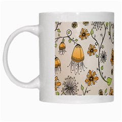 Yellow Whimsical Flowers  White Coffee Mug by Zandiepants