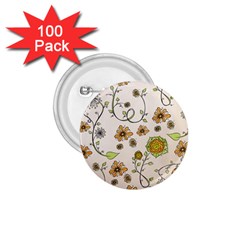 Yellow Whimsical Flowers  1 75  Button (100 Pack) by Zandiepants