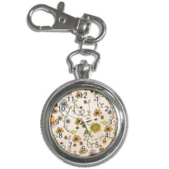 Yellow Whimsical Flowers  Key Chain Watch by Zandiepants