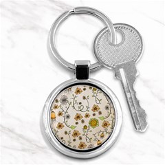 Yellow Whimsical Flowers  Key Chain (round) by Zandiepants