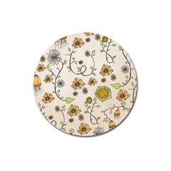 Yellow Whimsical Flowers  Magnet 3  (round) by Zandiepants