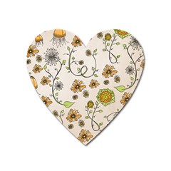 Yellow Whimsical Flowers  Magnet (heart) by Zandiepants