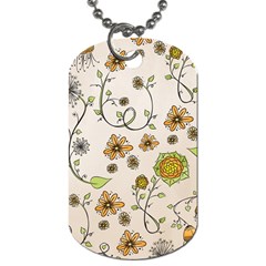 Yellow Whimsical Flowers  Dog Tag (one Sided) by Zandiepants